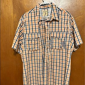 Red Head button down short sleeve shirt.